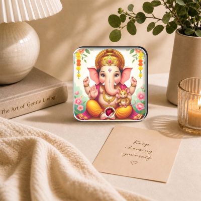 Cute Ganpati Decorative Musical Fridge Magnet Spiritual Gift for Ganesh Chaturthi Ganesh Mantra Playing Fridge Magnet for Home and Office Decor  Rechargeable Speaker